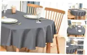 Oval Tablecloth 52x70 Inch Polyester Fabric Table Cloth Solid Grey Heavy Duty