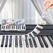 Silicone Piano Key Labels, Piano Note Guide 88-Key Full Size, Reusable Keyboard