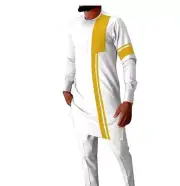 dashiki mens wear|africans men clothing |kaftan men shirt and down, white&yellow