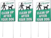 3Pcs Dog Poop Warning Signs for Please Clean Up After Your Dog Eye Catching Double Sided Design for Lawn Garden Courtyard High Contrast Colors to Ensure Visibility