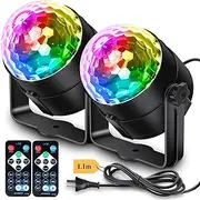 Apeocose 2-Pack Disco Ball Party Light Sound Activated Remote Control, 12 Modes DJ Strobe Stage LED Lights for Room Decor Birthday Decorations Disco Party Decorations Wedding Engagement Party Supplies