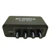 AU-402RCA Audio Mixer Audio Distributor 4 In 2 Out for 3.5MM Headphones Audio