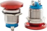 2Pcs Mushroom Head Button Switch Waterproof Push Button Switch Aluminum Alloy Round Start Button Accessories for Car SUV Truck RV Boat (16MM, Red)