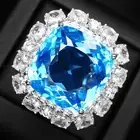 SUMPTUOUS VIVID BLUE TOPAZ 26.05CT 925 STERLING SILVER WHITE GOLD PLATED RINGS