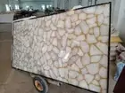 White Agate Geode Dining Table Slab, Living Room Counter Desk Slab Decor