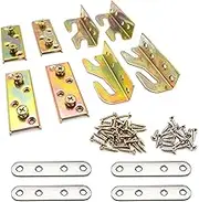 Lesnala 4-Piece Bed Railing Bracket Used to Connect Wood, Bed Replacement Parts, Headboard and Footboard Fixing Fittings Wooden Bed Frame Used to Connect Headboards Footboards (Screws Included)