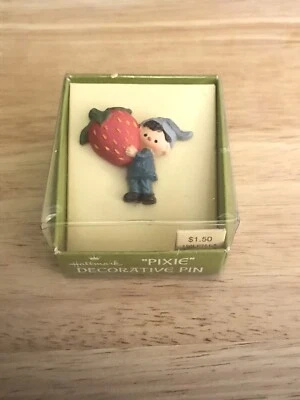Vintage NIB Hallmark Elf Pixie Strawberry Pin Brooch 70s 80s