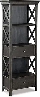[Signature Design by Ashley] Tyler Creek Display Cabinet - 2 Drawers - 3 Shelves - Textured Antique Black Finish 141 [Parallel Import]