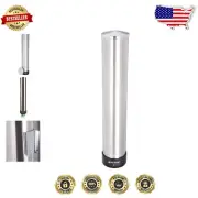 Self-Adjusting Pull-Type Cup Dispenser: Organize 12-24 Oz Cups with Ease, Silver