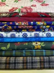 Lot Of 9 VTG Fabrics 15+ Yards Cotton Wool Floral Plaid Crafts Quilting Sewing
