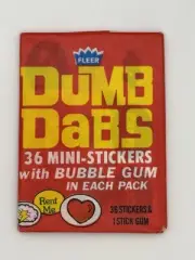 1977 Fleer DUMB DABS 36 Mini Stickers Factory Sealed Wax Pack W/ Top Loader
