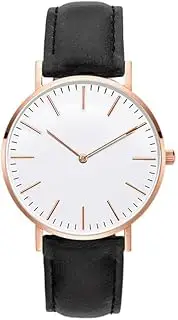 [Boyarca] Men's Ultra Thin Wrist Watch, Fashion Simple Ultra Thin Quartz Watches with Stainless Steel Case Leather Strap, Gold