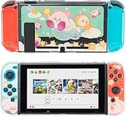WISHAVEN Protective Case for Nintendo Switch, Hard Shell Dockable PC Protective Cover Compatible with Nintendo Switch and Joy-Con Controller (Star Keeper Kirbi)