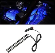 Universal Car LED Strip Light, Cigarette Lighter Auto Interior Decorative Lamp, 12V Under Dash Ambient Night Light, 24 LEDs RGB Neon Interior Atmosphere Lights for Car SUV (Blue, Cigar Lighter)