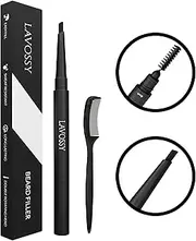 LAVOSSY Beard Filler Pencil with blending brush, Easily Fill and Define Your Beard with Men Beard thickener pen, Water/Sweat Proof for All Hair Types (BLACK)