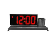 Simple LED Multifunctional Pen Holder Alarm Clock Digital Display Screen Dimming-Red