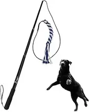 SYOOY Dog Extendable Teaser Wand Pet Teasing Flirt Pole Interactive Toy with 1 Cotton Chewing Rope for Training Exercising Pulling