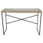 Bateau Timber/Tempered Glass 80x120cm Console Table Furniture Rect Brown/Black