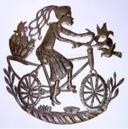 Girl Going to Market Recycled Steel Drum Haitian Metal Art wall Decor 60cm