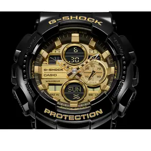 CASIO卡西歐G-SHOCK漆金色黑子夜時刻馳騁腕錶-金黑(GA-140GB-1A1)原廠公司貨