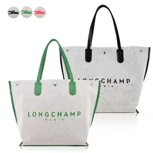 【LONGCHAMP】ROSEAU系列帆布LOGO字母托特包(大/帆布白)