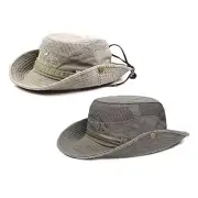 Sun Hats for Men Women, 2 Packs Fishing 7-7 1/4 Multicolor 1(khaki/Army Green)