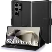 Galaxy S24 Ultra (2024) Flip Wallet Case - Black 3 Card Slots - Cash Compartment - Magnetic Clip [MPPGEN0597]