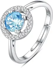 [INFUSEU] 925 Sterling Silver Birthstone Claddagh Rings for Women Teen Girls, Adjustable Size