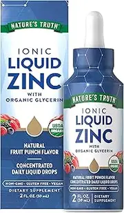 Nature's Truth Ionic Liquid Zinc Supplement | 2 fl oz | with Organic Glycerin | USDA Organic | Vegan, Non-GMO & Gluten Free