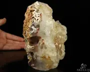 5.8" Quartz rock druse Hand Carved Crystal Skull Fine Art Sculpture, Healing