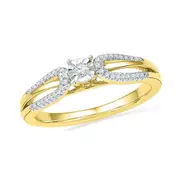10k Yellow Gold Round Diamond Solitaire Open-shank Engagement Ring 1/6 Cttw