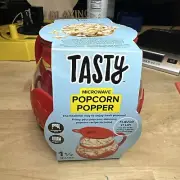 TASTY Microwave Popcorn Popper 1 1/2 Quart Healthier Dishwasher Safe Red NEW