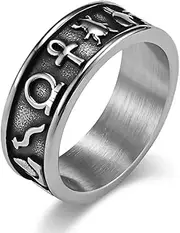 [nylry] Fidget Rings Ankh Ring Stainless Steel Eye of Horus Rings Anubis Black/Silver/Gold Spinner Anxiety Ring Ancient Egyptian Symbol Protection Band Jewelry Gifts for Women Men, Metal, No Gemstone
