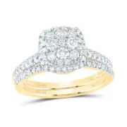 10k Yellow Gold 1CTW-Diamond Bridal Cluster Ring