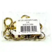 New Pack Of 6 Gold Tone Metal Swivel Lanyard Lobster Claw Keychain Clasps - NIP