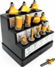 12Pcs 1/4Inch Shank Router Bit Set Woodworking Tool Tungsten Carbide Router Bits