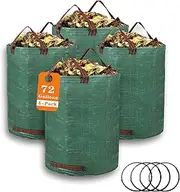 4 Pack 72 Gallons Reusable Yard Waste Bags, Large Lawn Leaf Bags Heavy Duty with 4 Handles Garden Waste Bags Container for Clean Up Outdoor Debris Leaves Grass Clippings