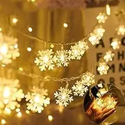 EZONEDEAL LED Snowflake String Lights Battery Powered String Lights, Decoration Fairy Lights for Christmas Lights Wedding Birthday Party Patio Garden Home Bedroom Indoor & Outdoor (6M 40Leds)