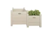 2pc Esschert Design Wooden Square Planter Home Garden Small & Large White