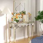 Sleek Extra Long Mirrored Console Table for Entryway Living Room 4 Elegant Legs