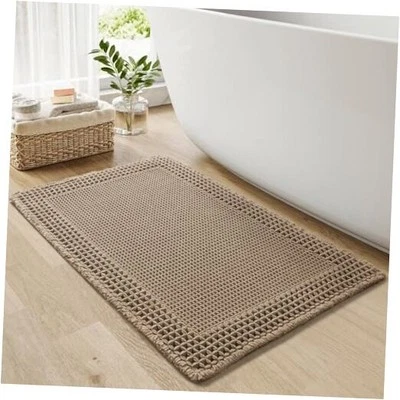 Waffle Bath Mat for Bathroom, Super Absorbent Bathroom Rugs Non Slip Machine