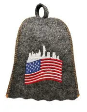 Traditional Sauna Hat Sheep's Wool Felt Banya Hat American USA Flag Grey Unisex
