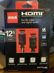 RCA 12' DIGITAL HDMI CABLE 3D 4K SUPPORT DH12HHF High Def Multi Interface NIB
