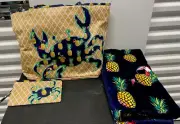 Vera Bradley - Beach Tote , Wristlet & Towel Toucan Party pineapples Set New!