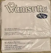 Wamsutta Ultracale No Iron Vintage NEW Old Stock Twin Flat & Fitted White Sheets