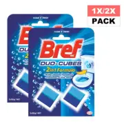 1x/2x Pack Bref Duo Cubes 2 in 1 Formula Cistern Block Toilet Cleaner (2x 50g)