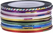 SOESFOUFU 20m/roll Shining Holographic Nail Stripping Tape 30pcs Gold Silver Nail Art Striping Tapes
