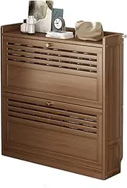 BFDTY Shoe Shelf Slim Shoe Cabinet Freestanding Shoe and Boots Storage Stand Wooden Brown Shoe Rack for Different Footwear Types