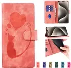 Cat Love Wallet Phone Case For iPhone 16 15 14 13 12 11 Pro Max XR XS 7 8 SE 16E