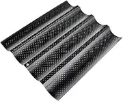 Luxshiny 2 Pcs 4-Piece Baking Pan Set French Bread Baguette Round Banneton Non-Stick Carbon Steel Bakeware